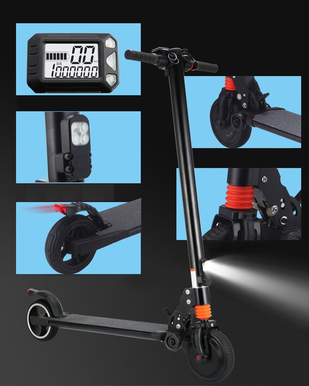CRONY Electric Scooter S6 Aluminium Alloy Folded 6.5 Inch tires | White - Edragonmall.com