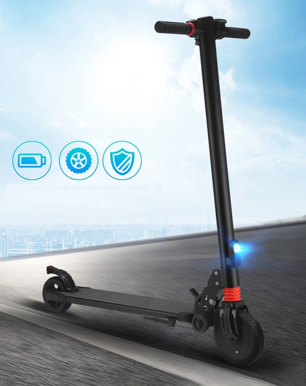 CRONY Electric Scooter S6 Max Speed up to 25 KM/H 15-20 KM Long-range distance Aluminium Alloy Folded 6.5 Inch tires | Black - Edragonmall.com