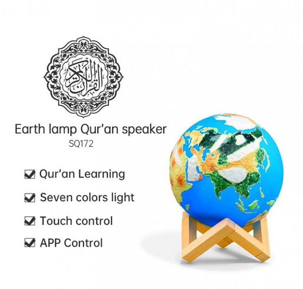 CRONY Equantu Sq-172 The New Fashion Earth Touch Lamp Portable Quran Bluetooth Speaker With App Control Light - Edragonmall.com