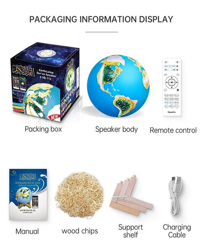 CRONY Equantu Sq-172 The New Fashion Earth Touch Lamp Portable Quran Bluetooth Speaker With App Control Light - Edragonmall.com