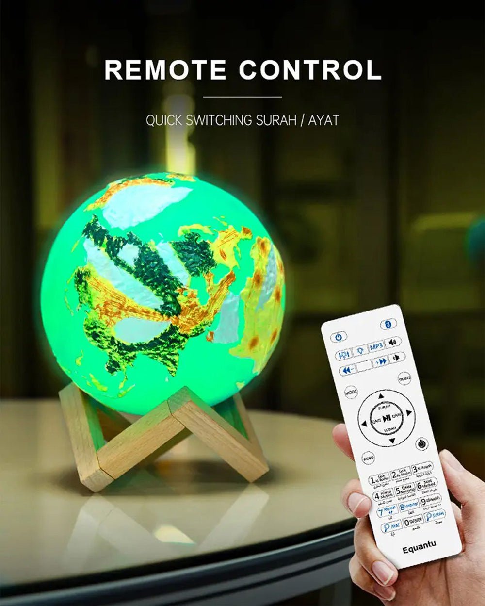 CRONY Equantu Sq-172 The New Fashion Earth Touch Lamp Portable Quran Bluetooth Speaker With App Control Light - Edragonmall.com