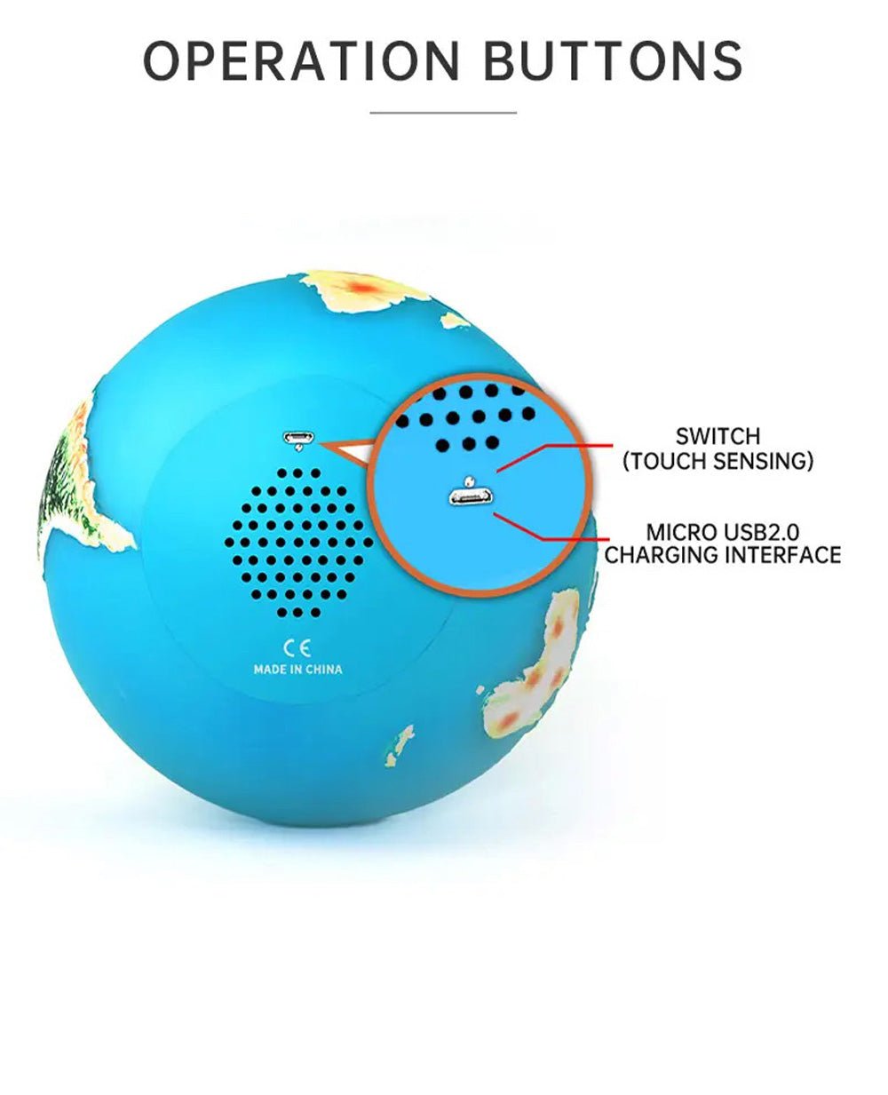 CRONY Equantu Sq-172 The New Fashion Earth Touch Lamp Portable Quran Bluetooth Speaker With App Control Light - Edragonmall.com