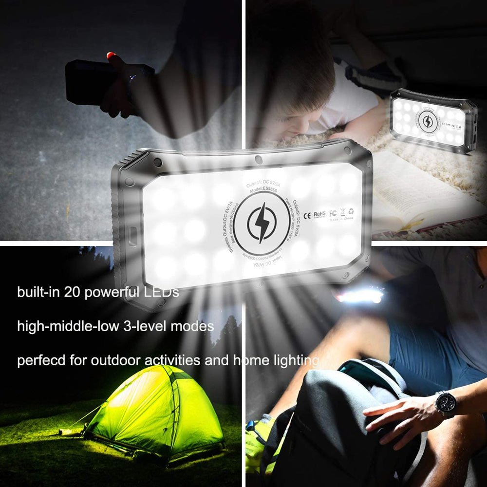 CRONY ES986S-Business Power Bank 28000mAh Solar Charger Qi Wireless Power Bank - Edragonmall.com