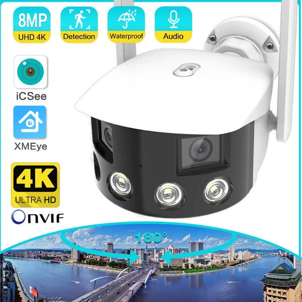 CRONY EW WIFI 4MP（ICsee APP）Binocular ultra wide Angle Camera 4K 8MP Camera Ultra-Wide Angle Dual Lens 180° Panorama two way audio - Edragonmall.com