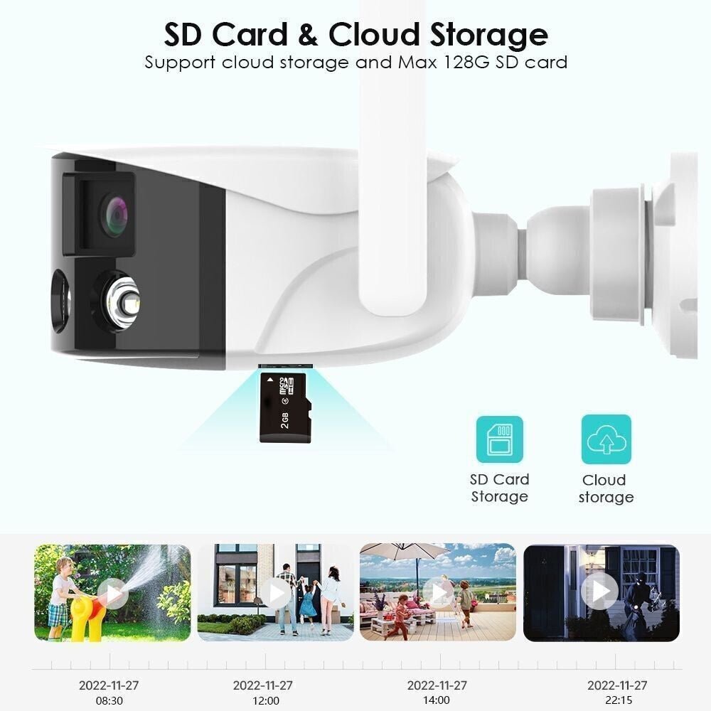 CRONY EW WIFI 4MP（ICsee APP）Binocular ultra wide Angle Camera 4K 8MP Camera Ultra-Wide Angle Dual Lens 180° Panorama two way audio - Edragonmall.com