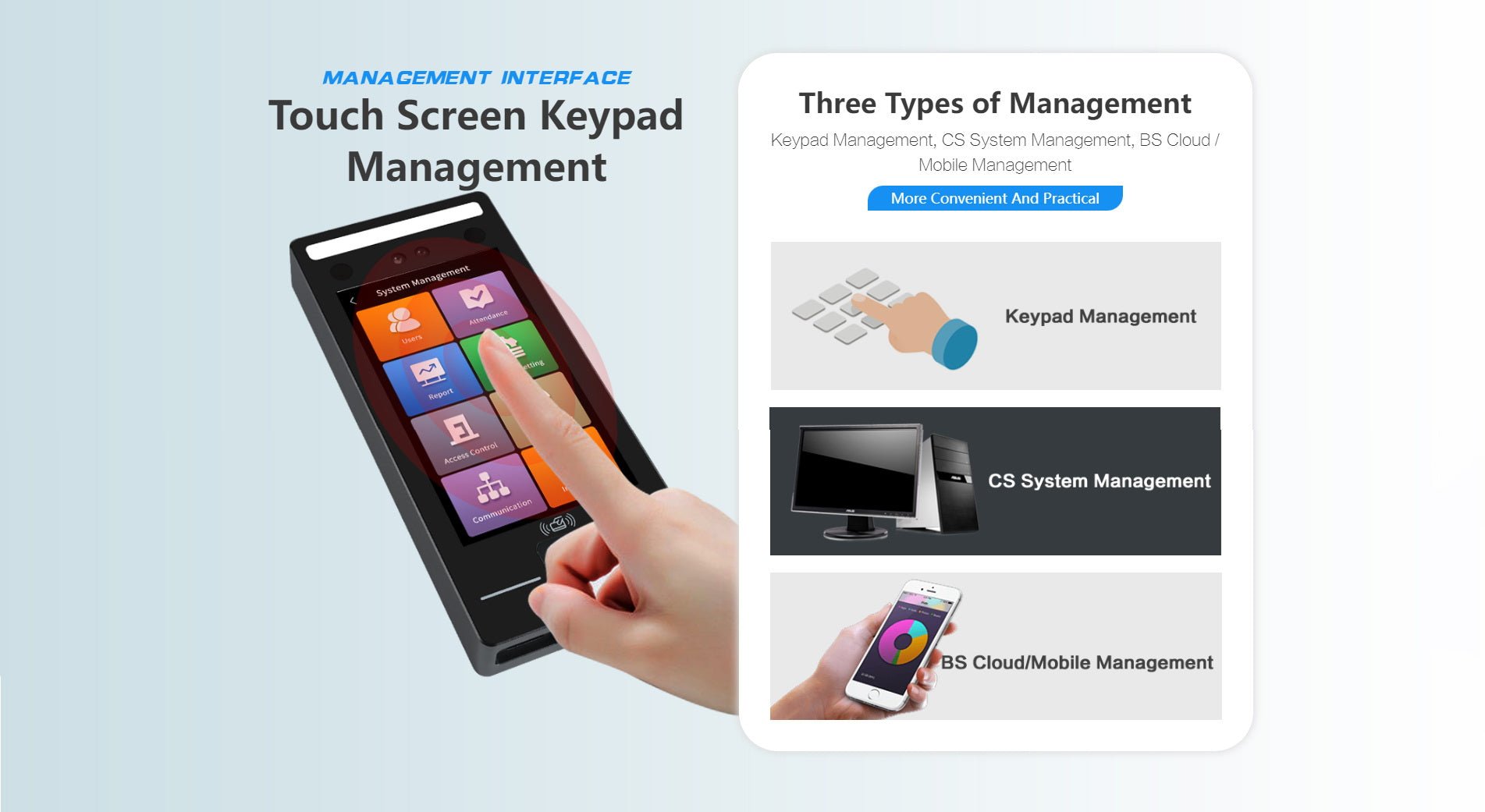 CRONY FC-8143T Face And Fingerprint Attendance Fingerprint Remote Door App to Open The Door Software Management Time - Edragonmall.com