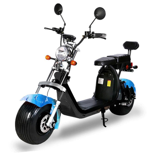 CRONY G-028 1500W Electric Motorcycle Harley Double Seat with double battery Rugged Electric Fat Tire | blue - Edragonmall.com