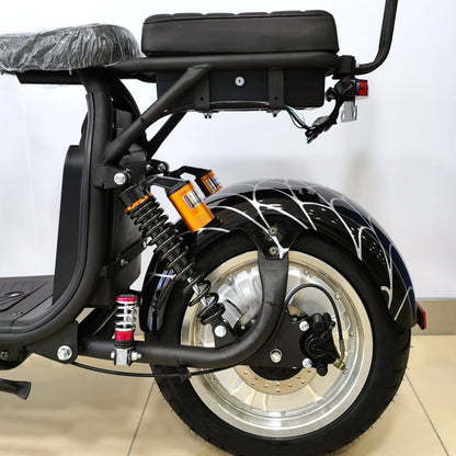 CRONY G-028 1500W Harley Electric Motorcycle Double Seat with double battery Rugged | Black spider - Edragonmall.com