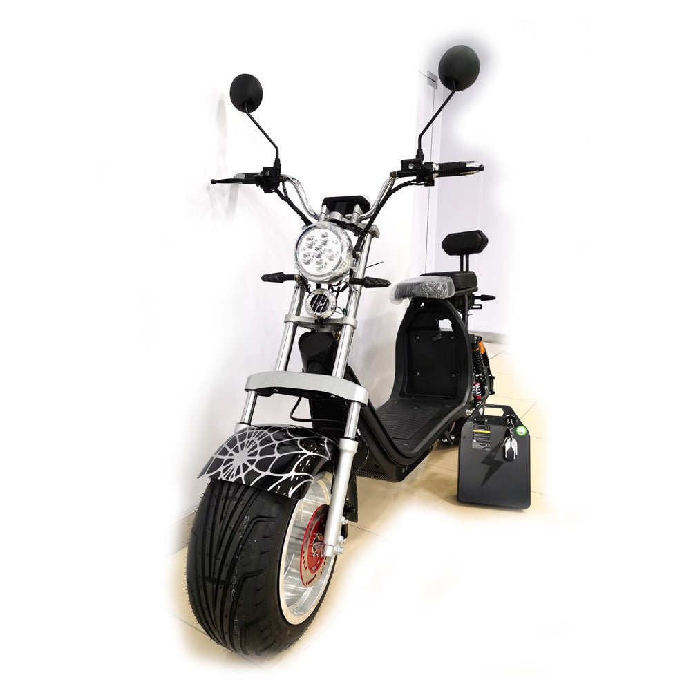 CRONY G-028 1500W Harley Electric Motorcycle Double Seat with double battery Rugged | Black spider - Edragonmall.com