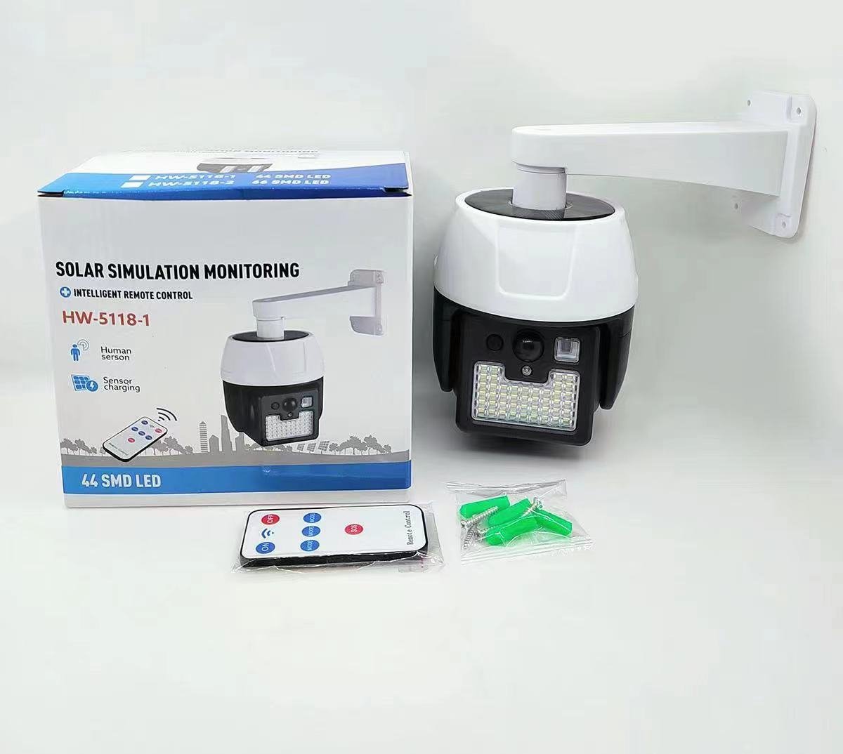 CRONY HW-5118-1 LED solar rechargeable wall lamps Solar human body induction simulation camera monitoring light fake camera light - Edragonmall.com