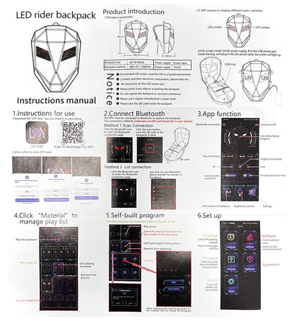 CRONY Iron Man LED Display Backpack Upgrade Iron Man LED Backpack Screen Knight Motorcycle Backpack Cool Travel Bag Scooter Bag - Edragonmall.com