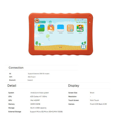 CRONY K19 9-inch 8GB ROM 512MB RAM Android WIFI Kids Tablet | Orange - Edragonmall.com