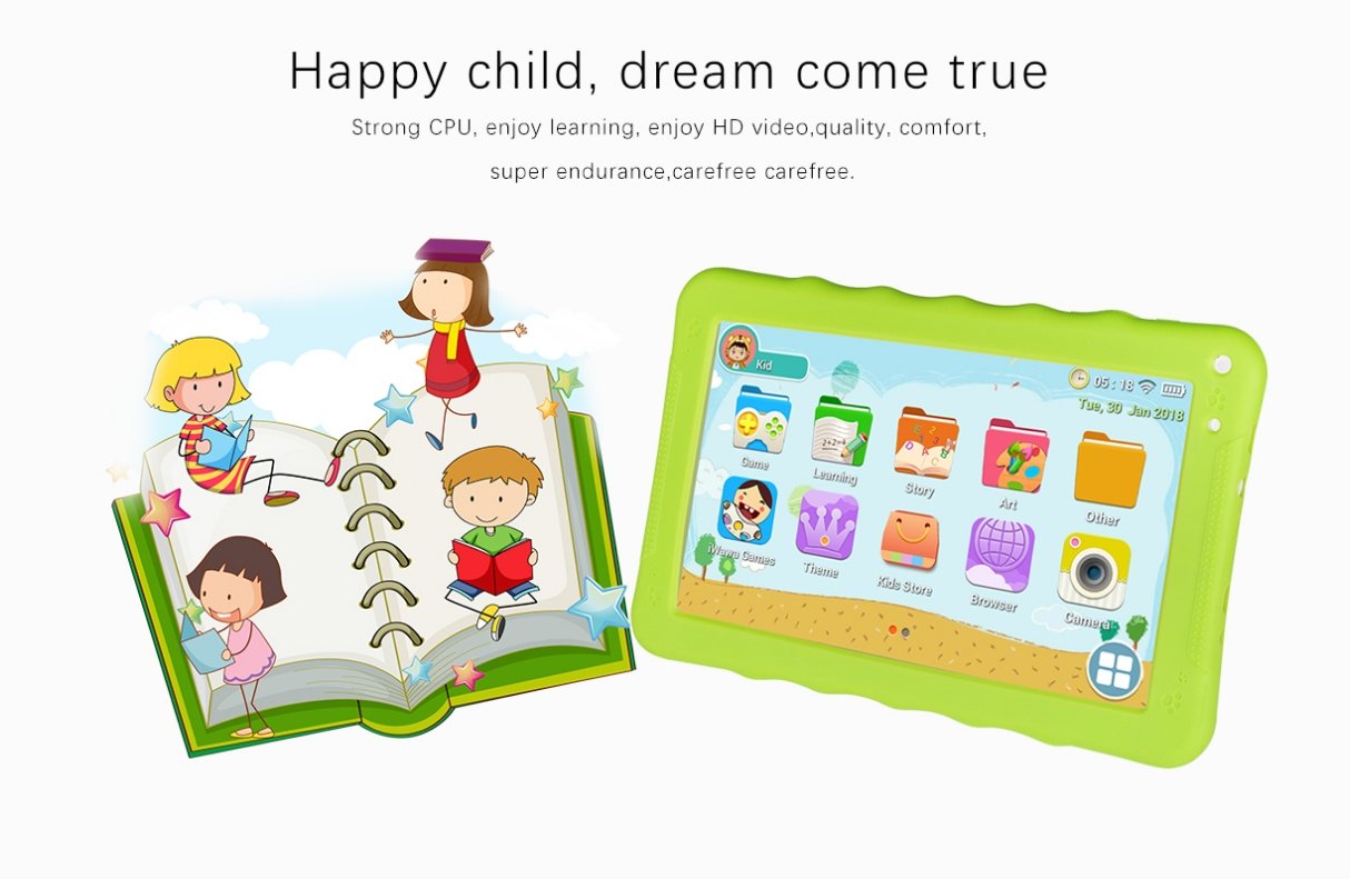 CRONY K19 9-inch 8GB ROM 512MB RAM Android WIFI Kids Tablet | Pink - Edragonmall.com