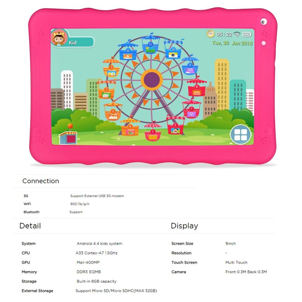 CRONY K19 9-inch 8GB ROM 512MB RAM Android WIFI Kids Tablet | Pink - Edragonmall.com