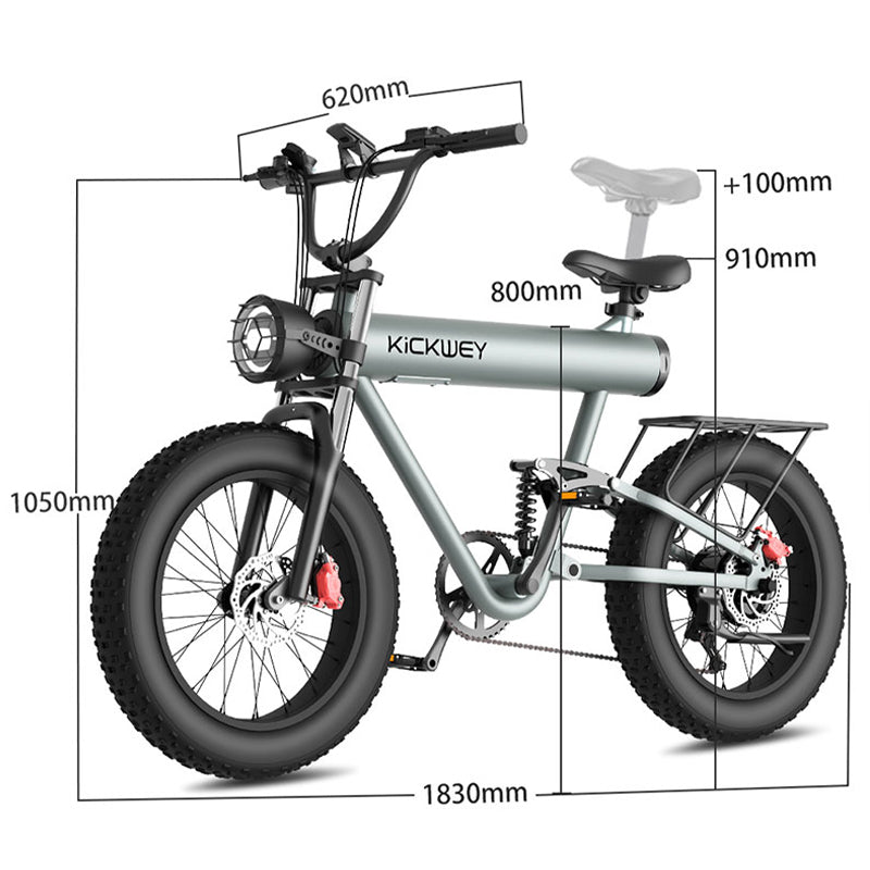 CRONY K20 Plus Electric Bicycle Mountain Electric Bike 1000W 10AH Electric Style Bike Outdoor Entertainment Snow 20 Inch Fat Tire Bike 48V Dirt Bike Electric - Edragonmall.com