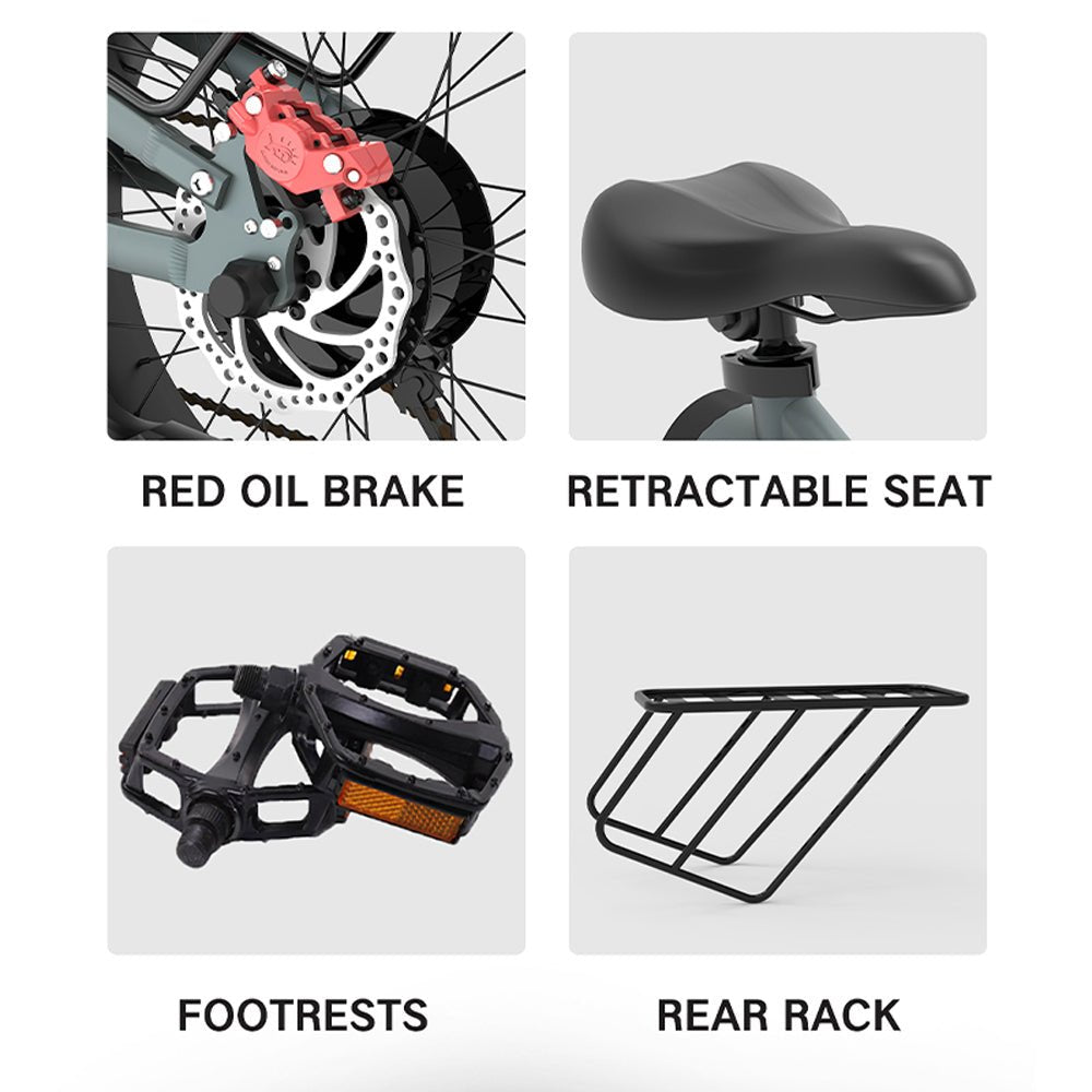 CRONY K20 Plus Electric Bicycle Mountain Electric Bike 1000W 10AH Electric Style Bike Outdoor Entertainment Snow 20 Inch Fat Tire Bike 48V Dirt Bike Electric - Edragonmall.com