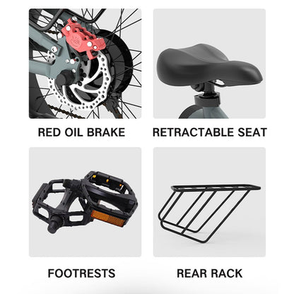 CRONY K20 Plus Electric Bicycle Mountain Electric Bike 1000W 10AH Electric Style Bike Outdoor Entertainment Snow 20 Inch Fat Tire Bike 48V Dirt Bike Electric - Edragonmall.com