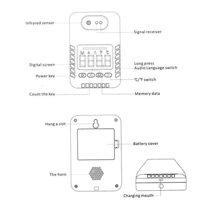 CRONY K3X Automatic sensing wall thermometer Non-contact Infrared Thermometer Automatic Digital Temperature Measurement Fever LCD - Edragonmall.com
