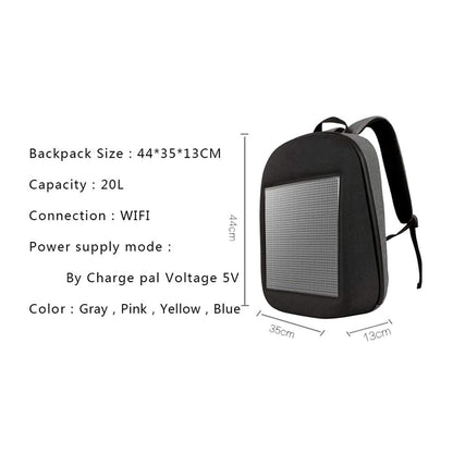 حقيبة ظهر عرض أزياء LED من CRONY حقيبة ظهر ذكية عصرية للابتوب هدية إبداعية لعيد الميلاد حقيبة مدرسية B001