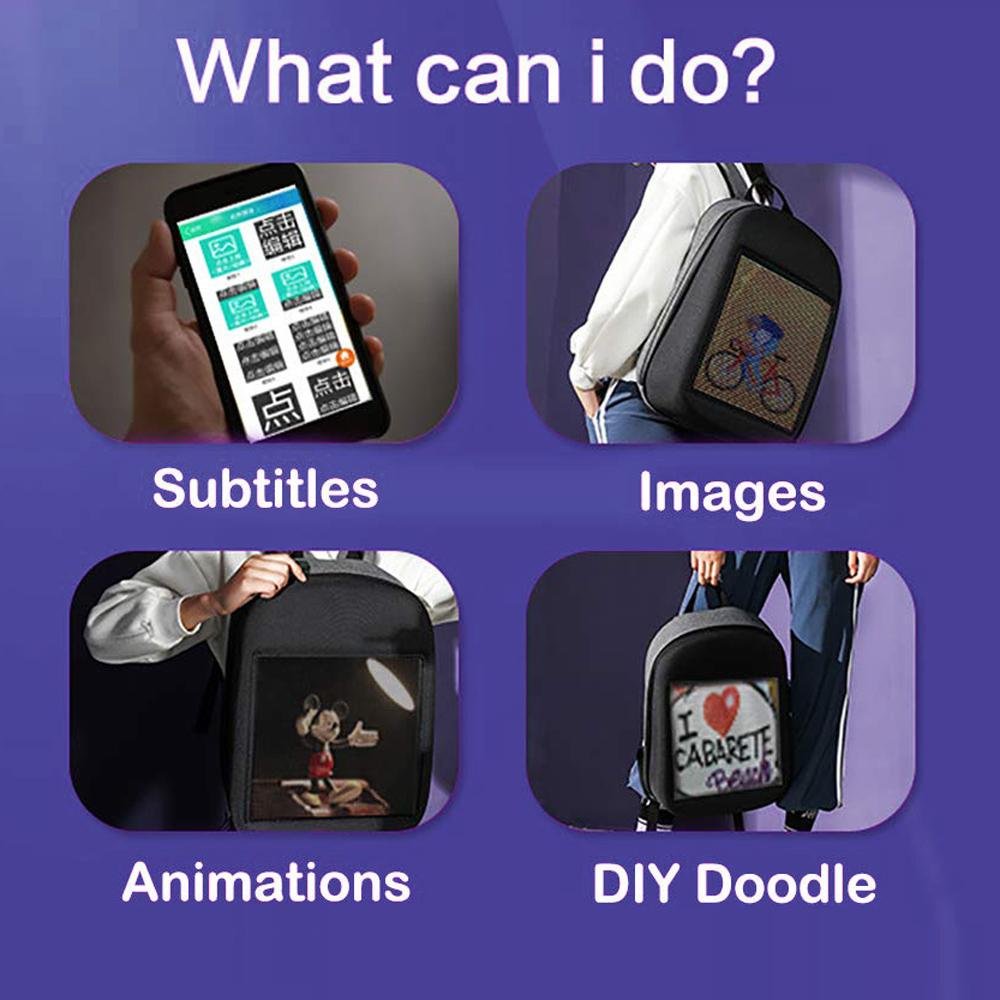 حقيبة ظهر بشاشة LED CRONY T8-2  حقيبة ظهر ذكية بنمط مبتكر  حقيبة لابتوب  هدية عيد ميلاد إبداعية  حقيبة مدرسية 2