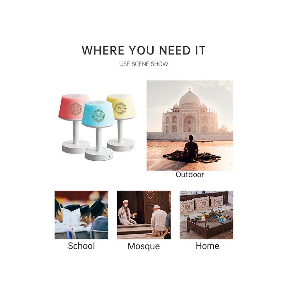 CRONY MTS-525 QS-525 Quran speaker have not APP Koran Lamp Rainbow Arabic Ali Madina Mushaf English Bluetooth Touch quran Speaker - Edragonmall.com