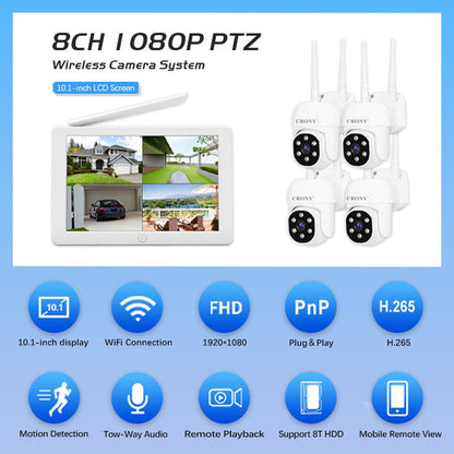 CRONY NVS009 4CH LCD IP WIFI KIT 1080P CCTV Camera System Home Security Camera System Wireless NVR Kit - Edragonmall.com