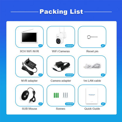 CRONY NVS009 4CH LCD IP WIFI KIT 1080P CCTV Camera System Home Security Camera System Wireless NVR Kit - Edragonmall.com