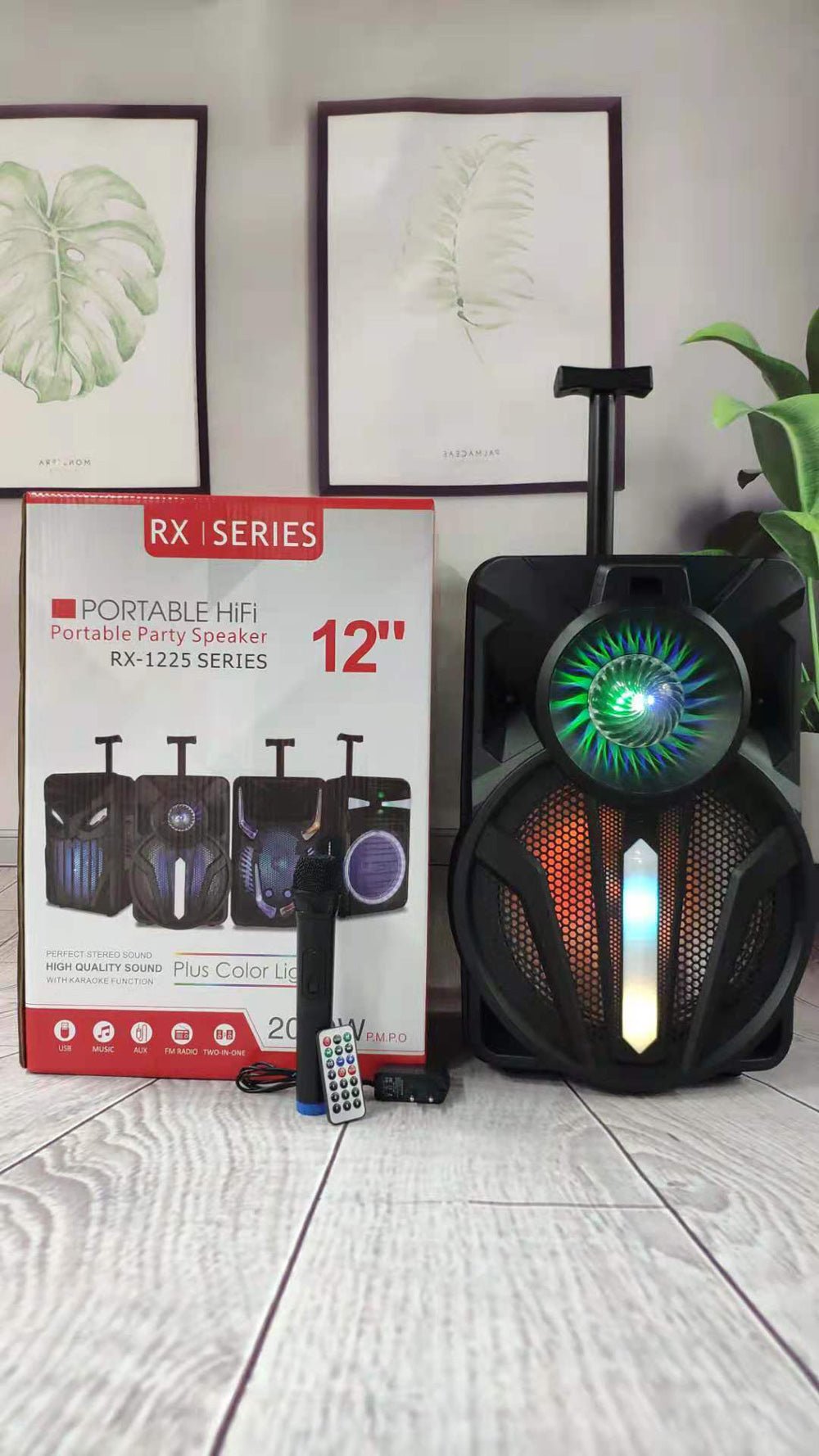 CRONY RX-1225B Portable party speaker 12 inch bull LED portable speaker - Edragonmall.com