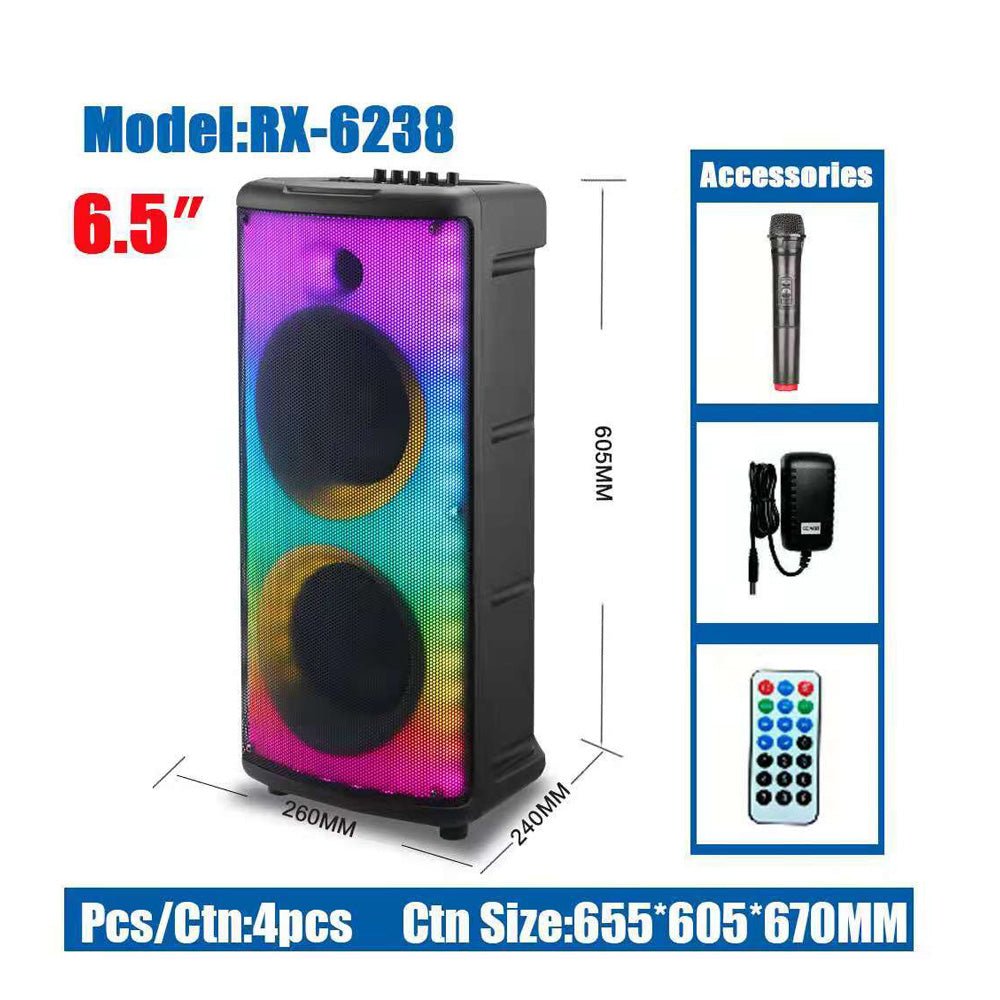 CRONY RX-6238 big power disco light loud speaker wireless with bass echo treble rechargeable battery karaoke speaker - Edragonmall.com