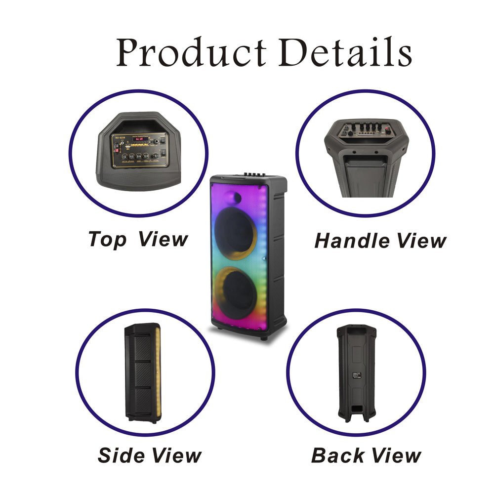 CRONY RX-6238 big power disco light loud speaker wireless with bass echo treble rechargeable battery karaoke speaker - Edragonmall.com