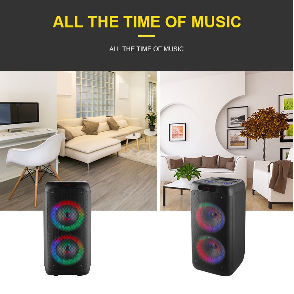 CRONY RX-8281 Speaker 8 inch 60W big power DSP effect running LED light portable party speaker - Edragonmall.com