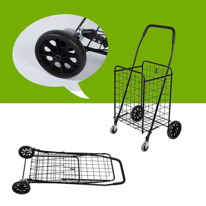 CRONY SC-106B Grocery Shopping Cart with Swivel Wheels, Folding Shopping Cart with Wide Cushion Handle - Edragonmall.com