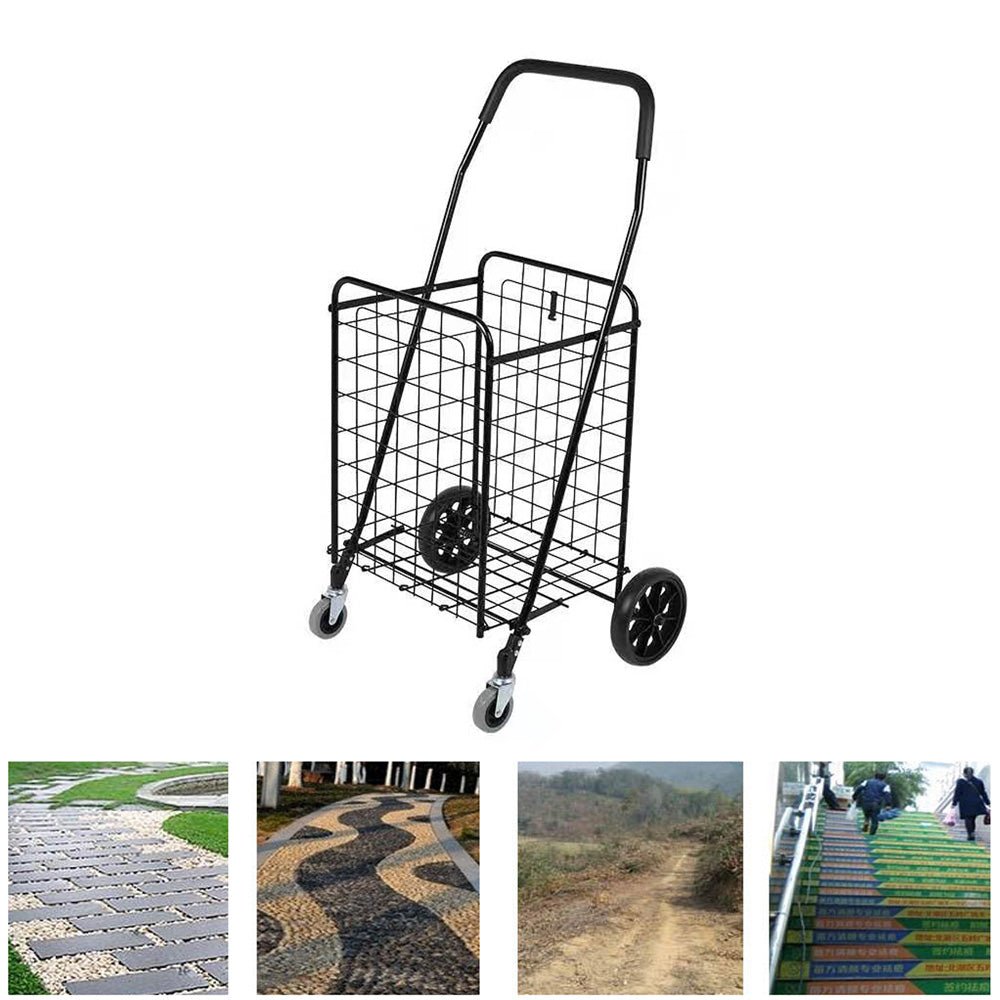 CRONY SC-106B Grocery Shopping Cart with Swivel Wheels, Folding Shopping Cart with Wide Cushion Handle - Edragonmall.com