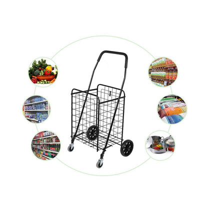 CRONY SC-106B Grocery Shopping Cart with Swivel Wheels, Folding Shopping Cart with Wide Cushion Handle - Edragonmall.com