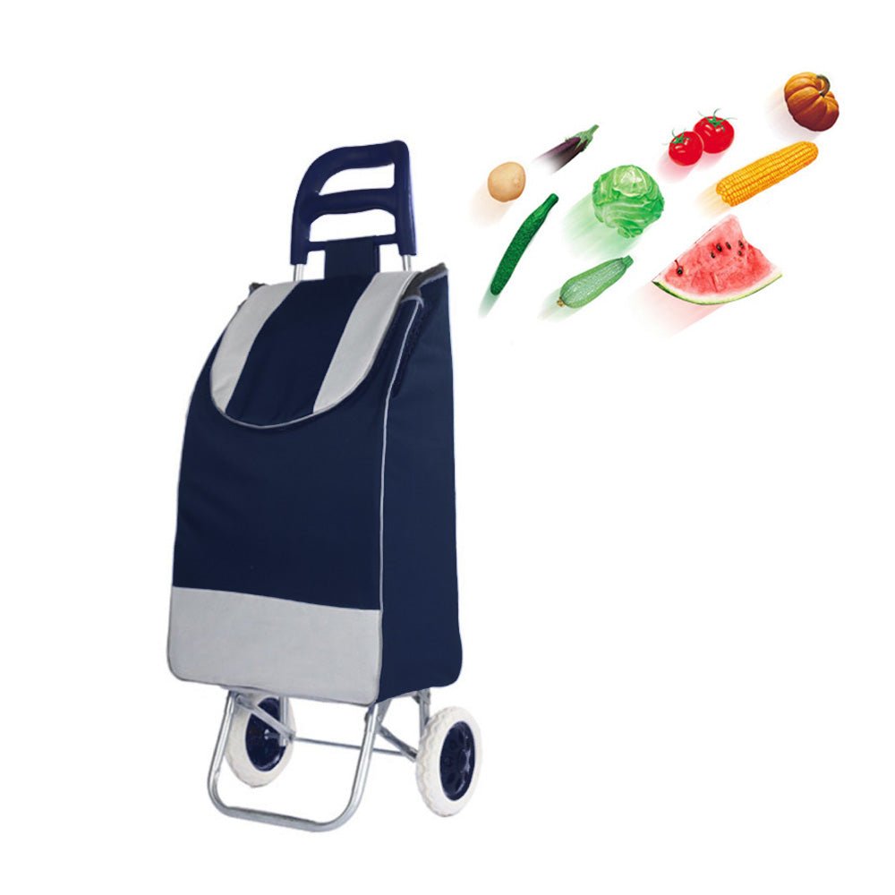 CRONY SC001 Shiping Cart Shopping Trolley Bag Folding Shopping Cart Collapsible Trolley Bag | Navy blue - Edragonmall.com