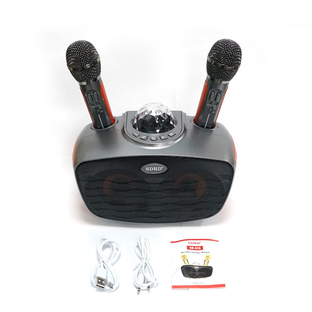 CRONY SD-315 BT Speaker karaoke bluetooth speaker with 2 microphones | Dark gray - Edragonmall.com
