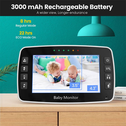 CRONY SM430A 4.3inch LCD Baby Monitor Color Display Night Vision Smart Zoom Baby Sleeping Music Monitor PTZ Video Camera - Edragonmall.com
