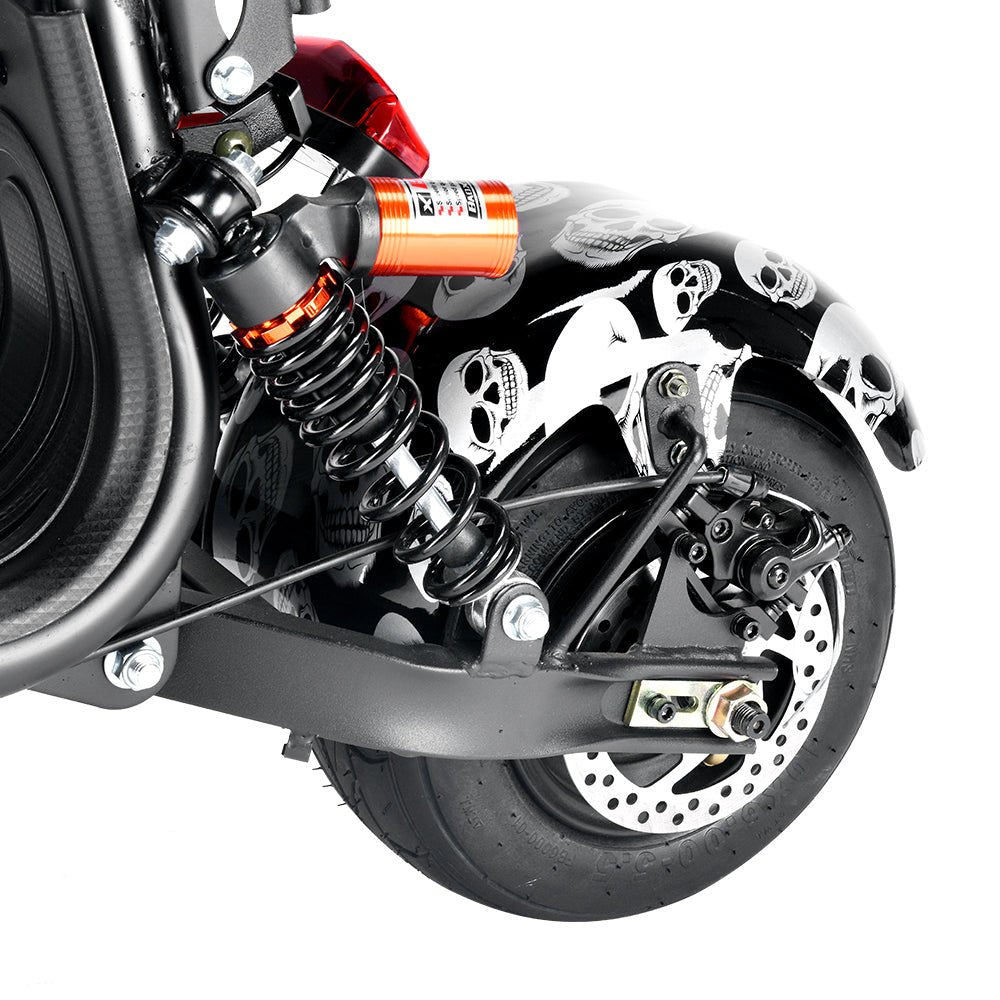 CRONY Small Harley two seat big tires with BT 1000w 60KM/H high power two wheels adult electric scooter motorcycle | BLACK - Edragonmall.com