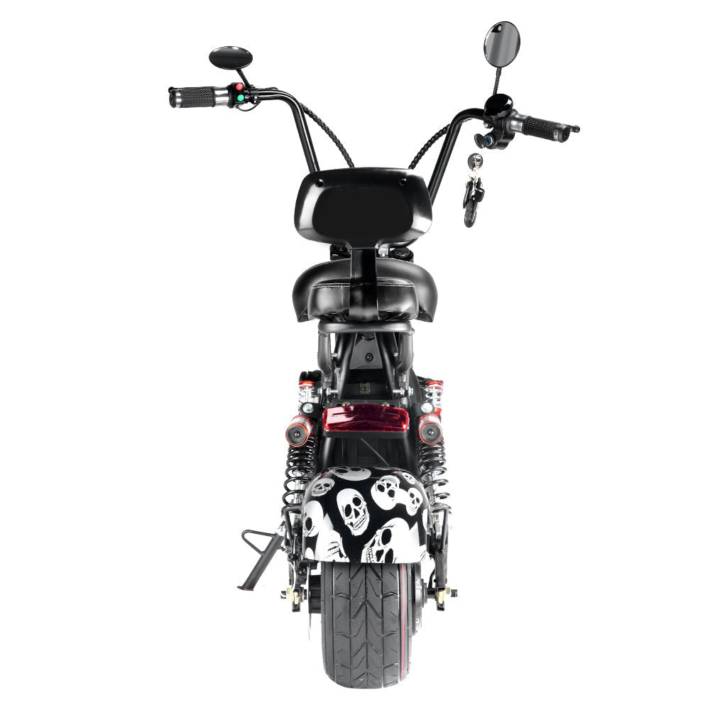 CRONY Small Harley two seat big tires with BT 1000w 60KM/H high power two wheels adult electric scooter motorcycle | BLACK - Edragonmall.com