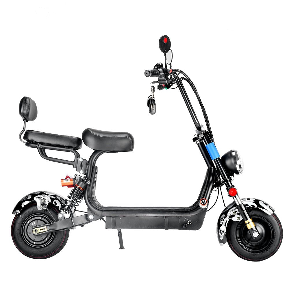 CRONY Small Harley two seat big tires with BT 1000w 60KM/H high power two wheels adult electric scooter motorcycle | BLACK - Edragonmall.com