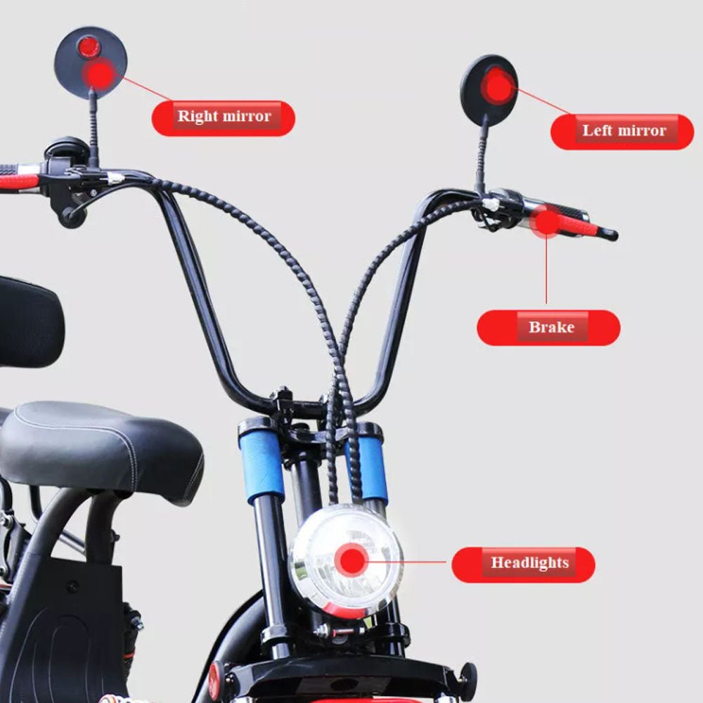 CRONY Small Harley two seat big tires with BT 1000w 60KM/H high power two wheels adult electric scooter motorcycle | BLACK - Edragonmall.com