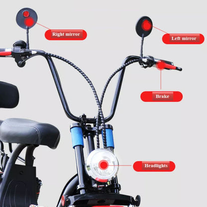 CRONY Small Harley two seat big tires with BT 1000w 60KM/H high power two wheels adult electric scooter motorcycle | BLACK - Edragonmall.com