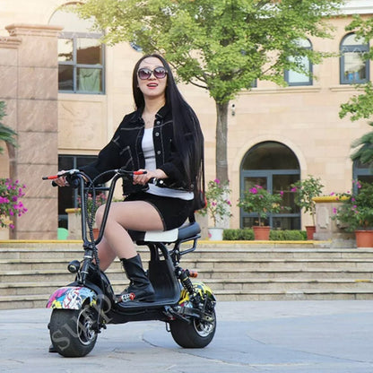 CRONY Small Harley two seat big tires with BT 1000w 60KM/H high power two wheels adult electric scooter motorcycle | Street Dance - Edragonmall.com