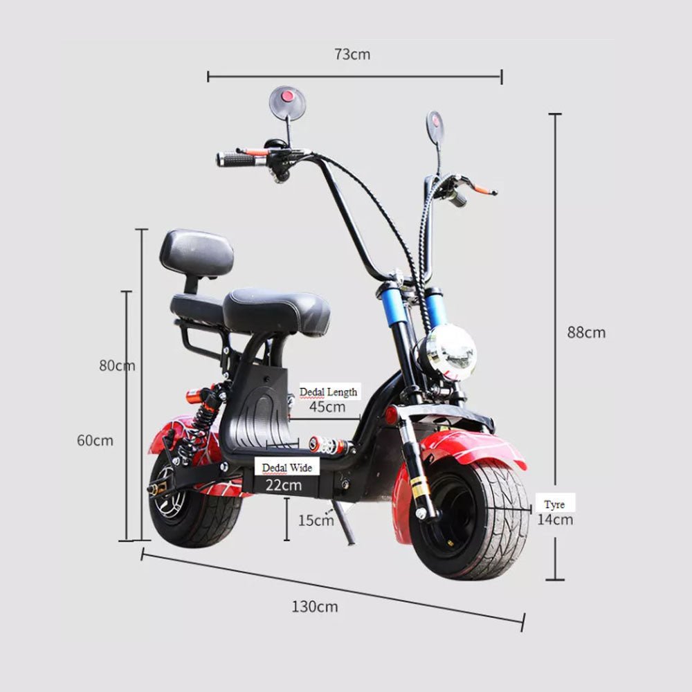 CRONY Small Harley two seat big tires with BT 1000w 60KM/H high power two wheels adult electric scooter motorcycle | Street Dance - Edragonmall.com