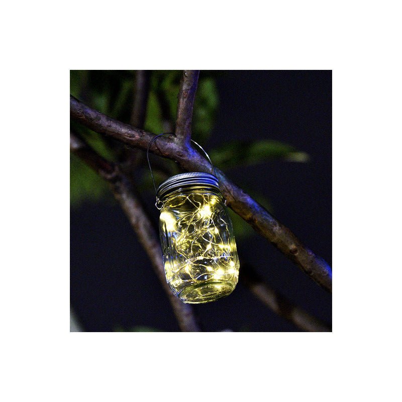 CRONY Solar Mosaic Hanging Light 20 Leds Waterproof Outdoor Copper Wire String Solar Garden Mason Jar Light glass bottle colored light - Edragonmall.com