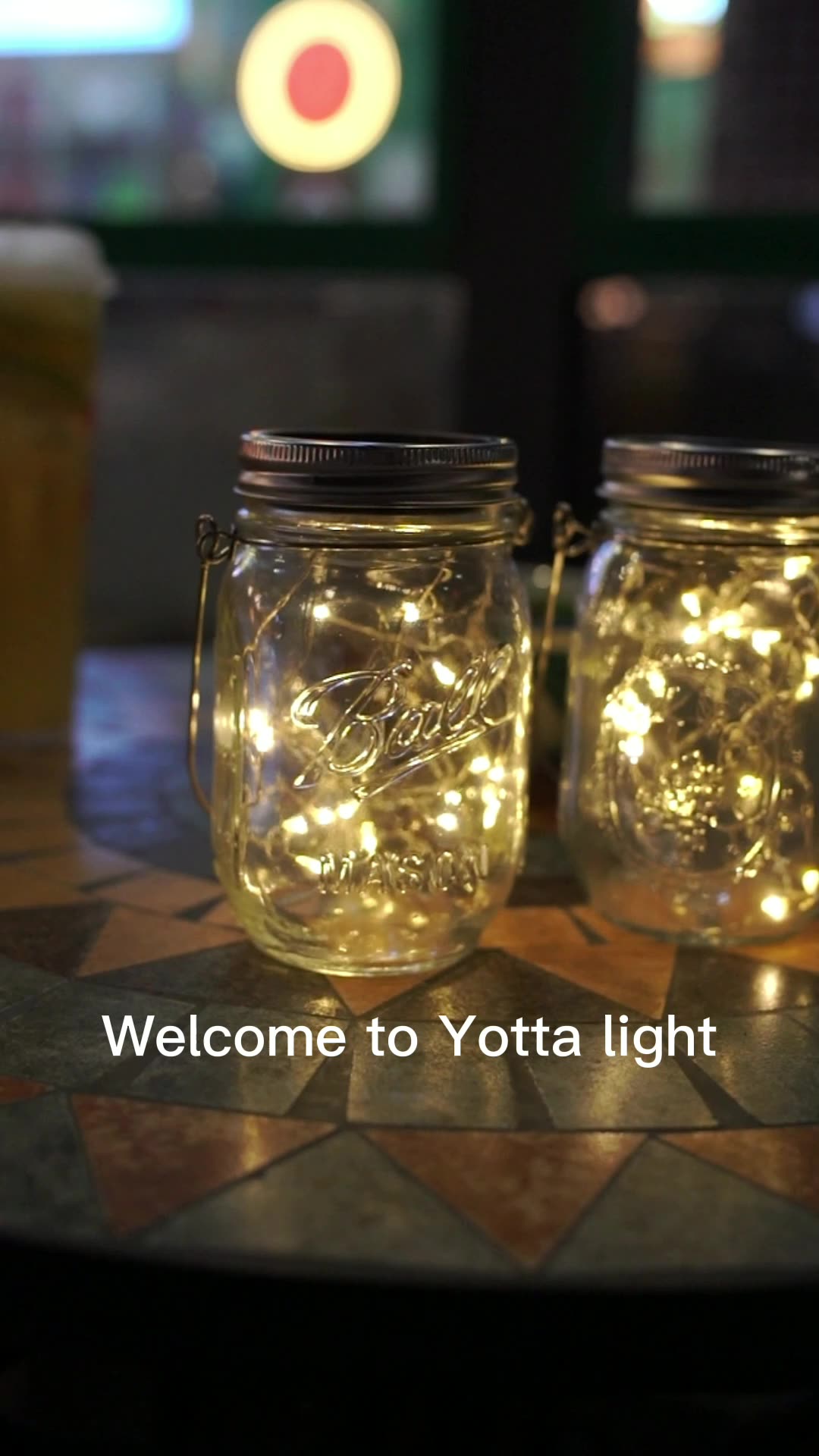 CRONY Solar Mosaic Hanging Light 20 Leds Waterproof Outdoor Copper Wire String Solar Garden Mason Jar Light glass bottle colored light - Edragonmall.com