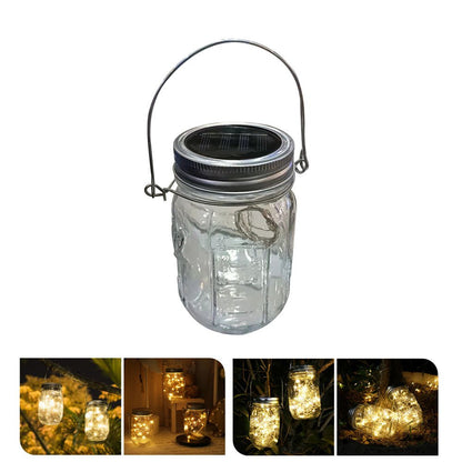 CRONY Solar Mosaic Hanging Light 20 Leds Waterproof Outdoor Copper Wire String Solar Garden Mason Jar Light glass bottle colored light - Edragonmall.com