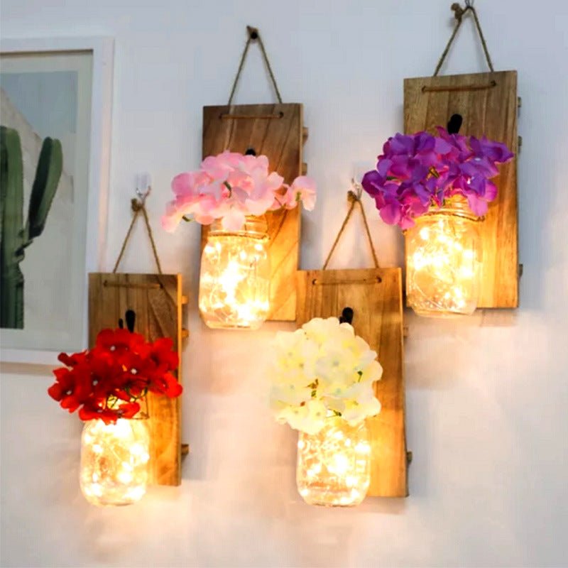 CRONY Solar Mosaic Hanging Light 20 Leds Waterproof Outdoor Copper Wire String Solar Garden Mason Jar Light glass bottle colored light - Edragonmall.com