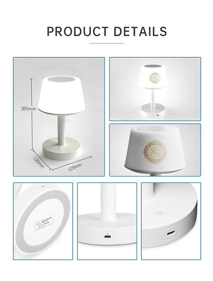 كروني SQ-917 مكبر صوت رقمي مع تطبيق، مصباح طاولة للأطفال، مكبر صوت، تحكم عن بعد، ضوء ليلي، مشغل قرآن