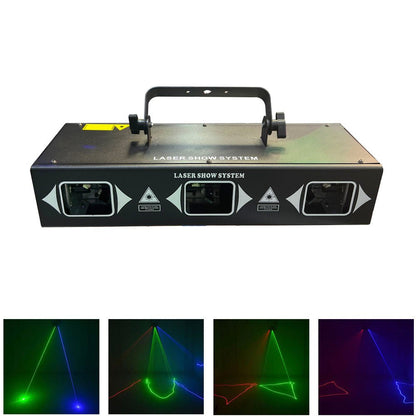 CRONY Square 3 hole red green blue laser light Colorful Fan Beam Pattern Led Lights RGB Disco Laser Stage Lighting For Party -2 - Edragonmall.com
